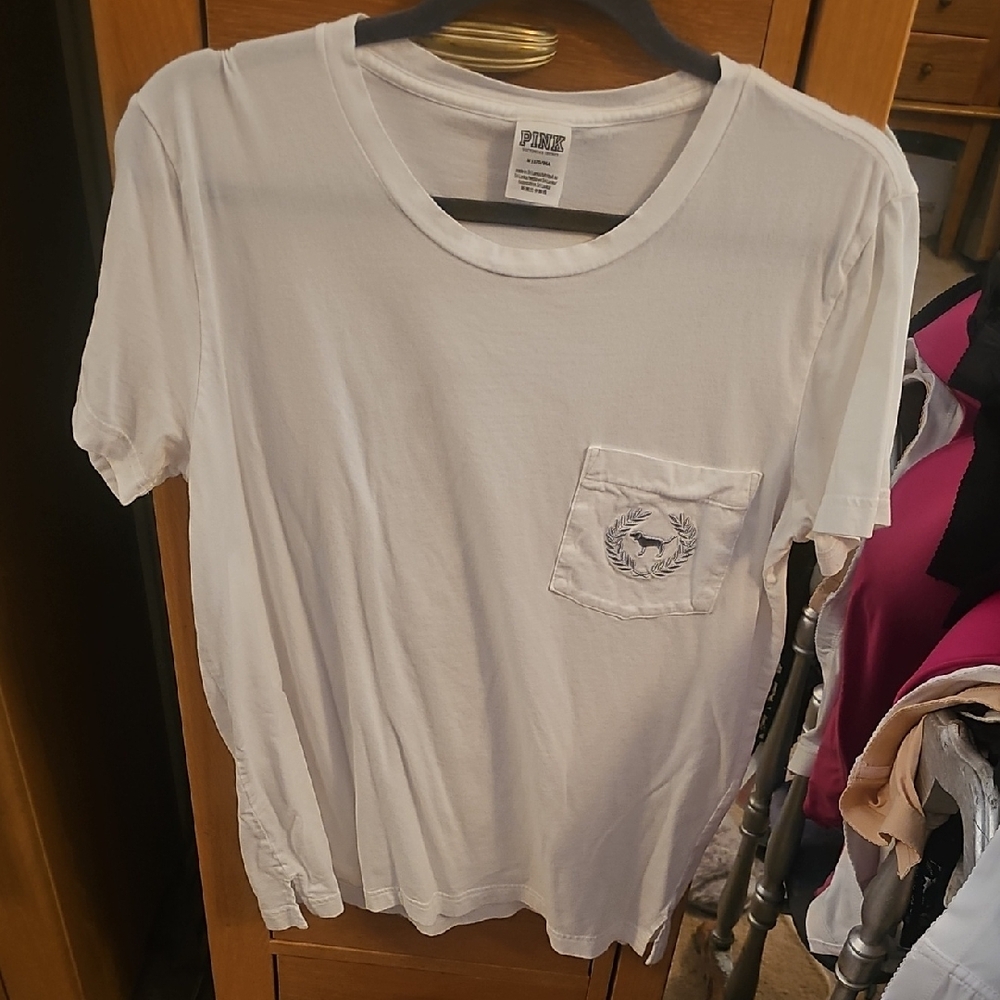 PINK Victoria's Secret White Crew Neck Tee